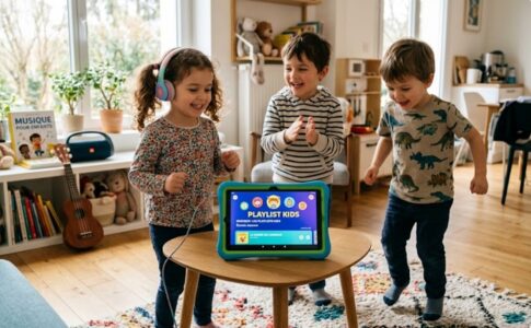 Des enfants s’amusant avec une playlist pour kids