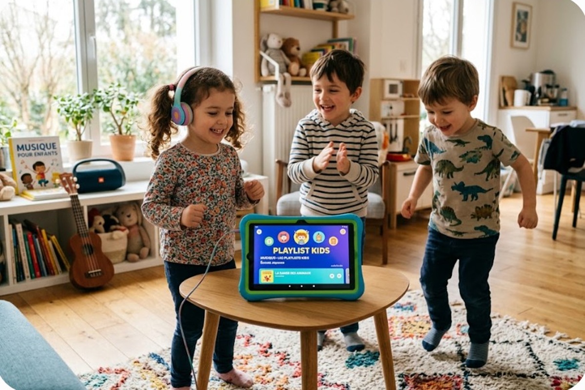 Des enfants s’amusant avec une playlist pour kids