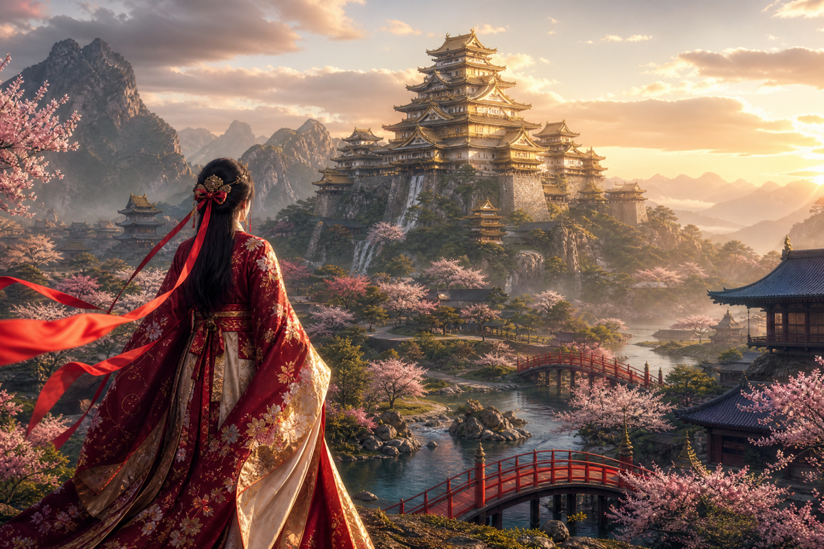 Princesse dans un royaume inspiré de la fantasy japonaise