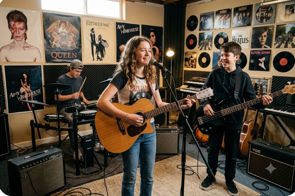 Des enfants découvrant des reprises de musique