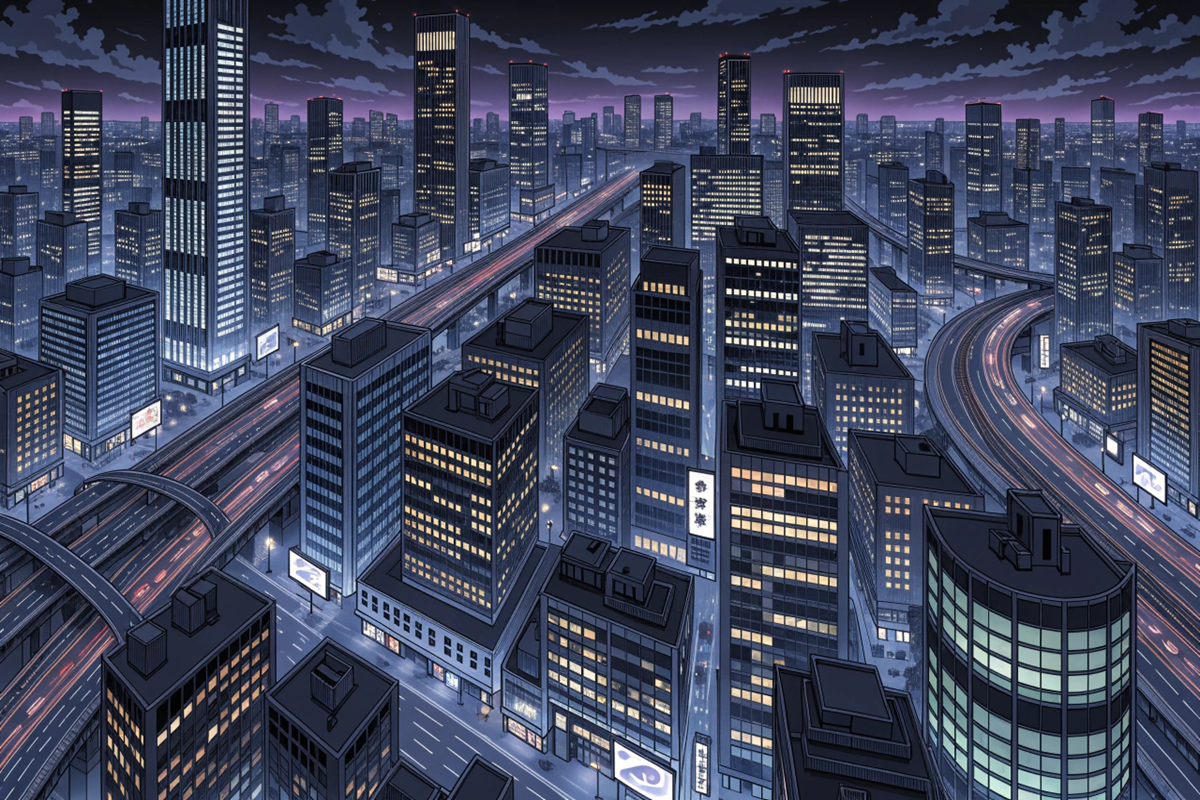 grande ville japonaise de nuit 