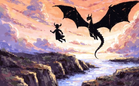 Un jeune Viking et son dragon volent ensemble, scène emblématique du film Dragons