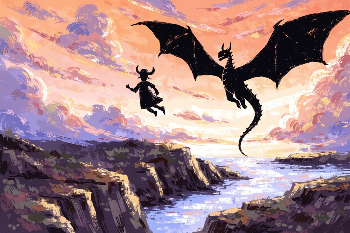 Un jeune Viking et son dragon volent ensemble, scène emblématique du film Dragons