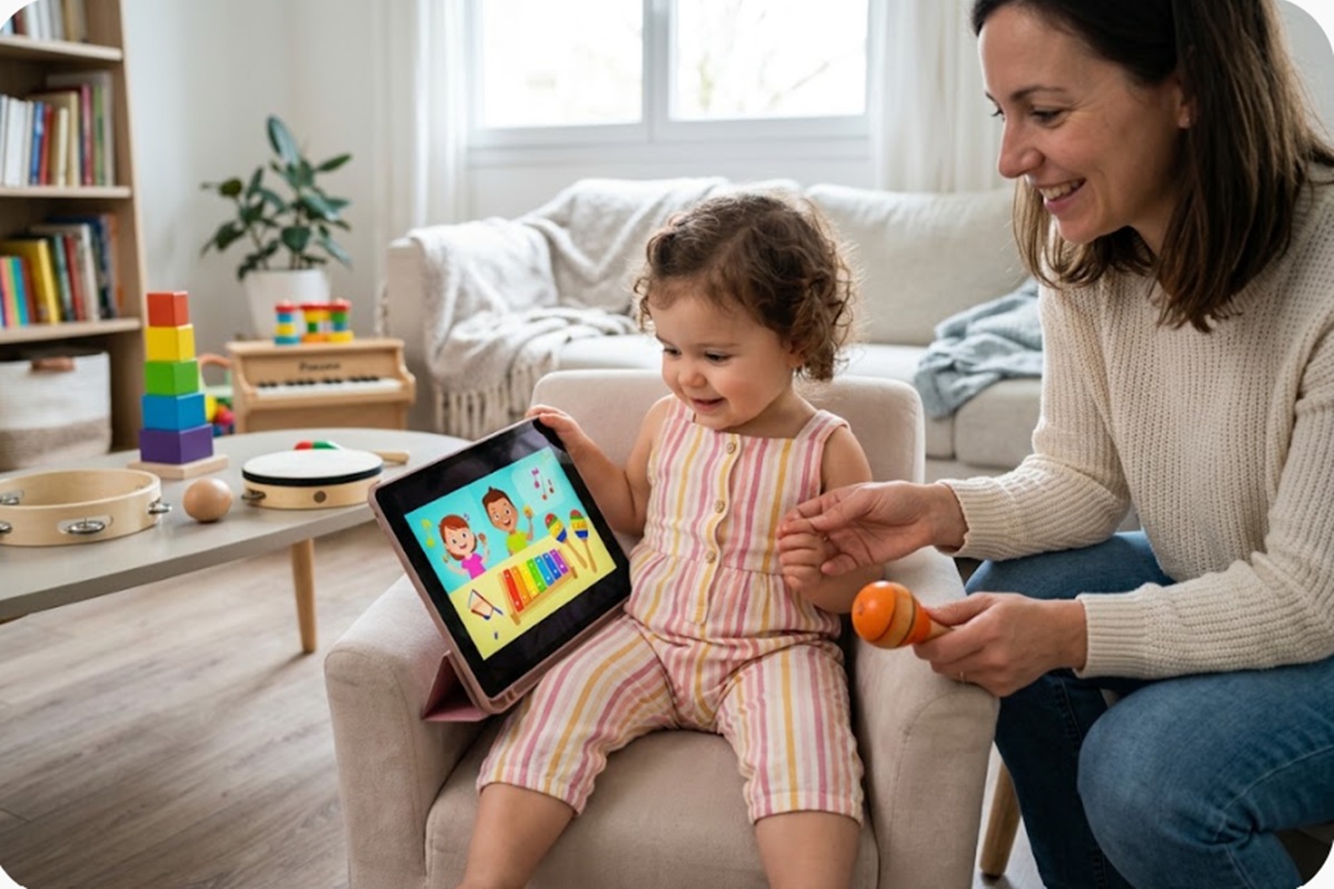 Une enfant avec sa tablette
