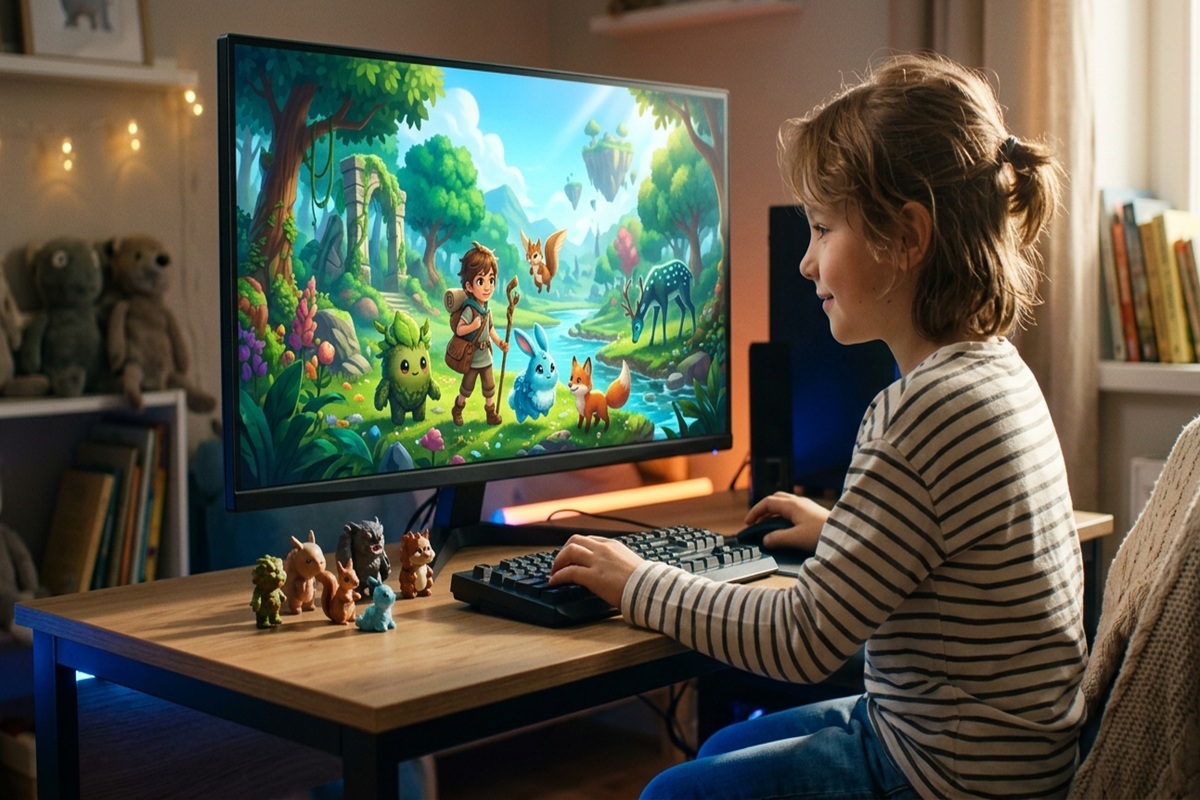 Un enfant qui joue sur un ordinateur