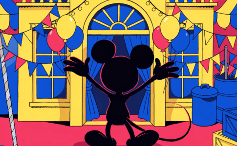 silhouette d’une souris de dos évoquant Mickey et Moi