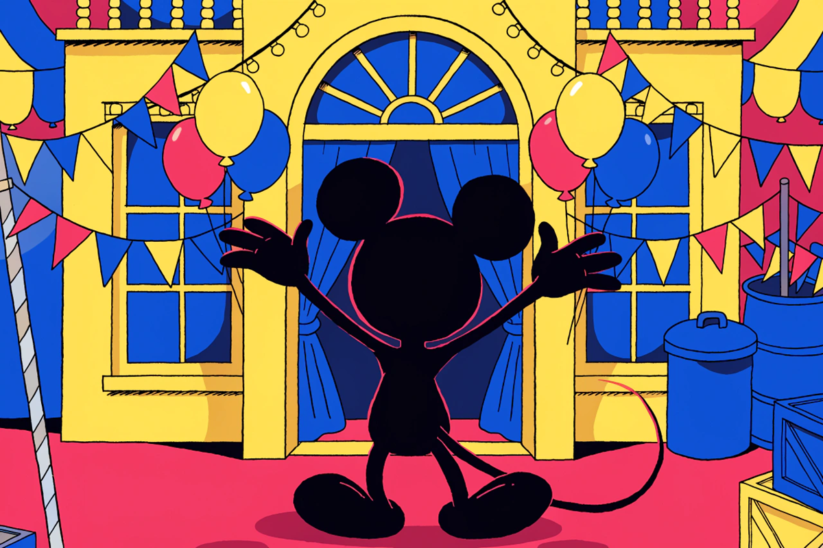 silhouette d’une souris de dos évoquant Mickey et Moi