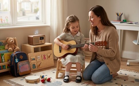 Une petite fille avec sa guitare