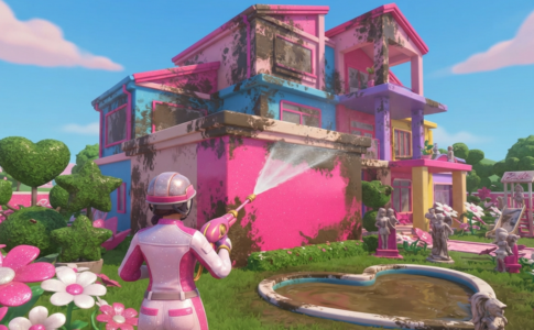 Illustration de l’univers Barbie dans le jeu PowerWash Simulator 2