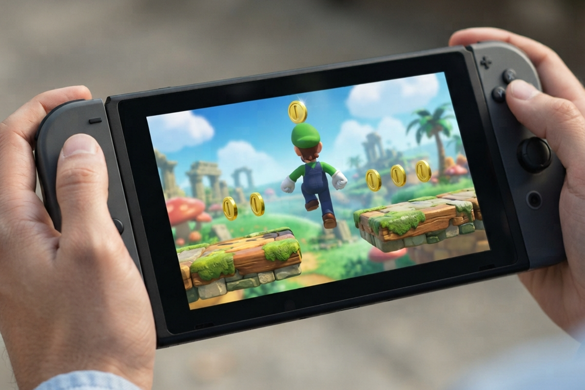 Un jeu vidéo Luigi sur une console portable