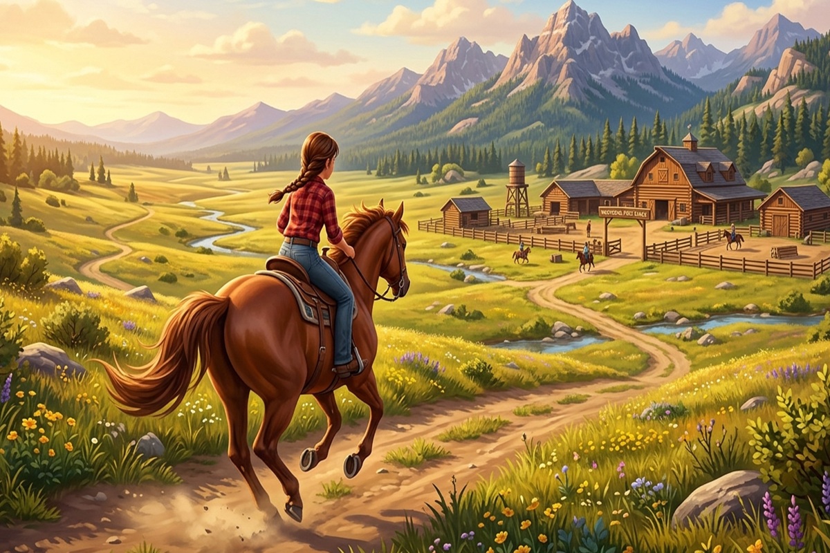 Gameplay d’un jeu de cow-boy comme HORSE CLUB Ride West