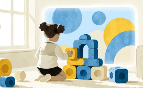 un enfant construit une maison imaginaire évoquant le jeu dans Pocoyo
