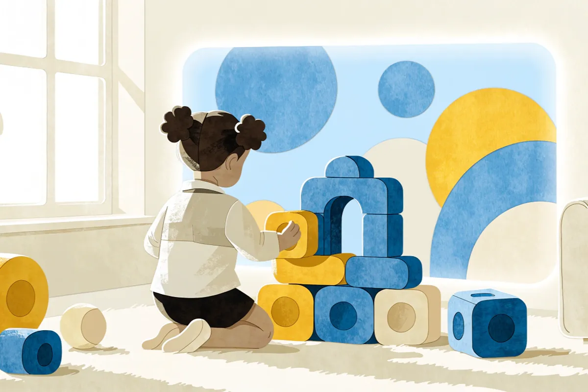 un enfant construit une maison imaginaire évoquant le jeu dans Pocoyo